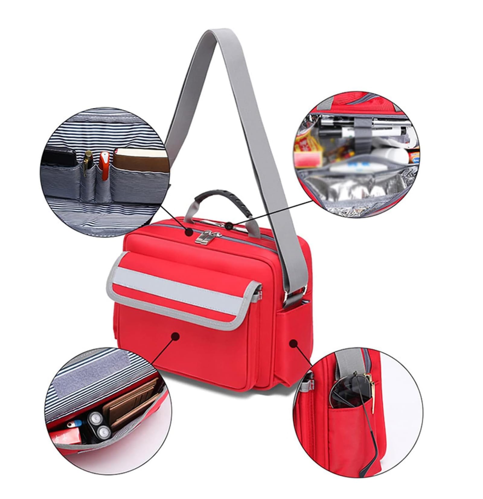 Arzttasche Medizinische Tasche Rot, Organizer für medizinische Notfallausrüstung, Überlebenswichtiges Trauma-Kit für Rettungssanitäter, Sanitäter, Notfall- und medizinische Ausrüstungsset (Color :