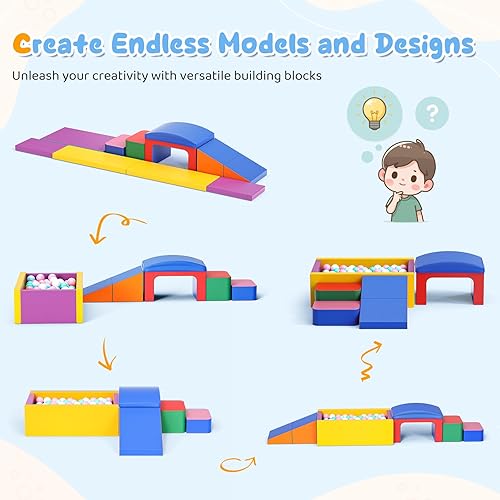 Miniatura 92 de Lischwert Bloques de escalada de espuma, juguetes de escalada suaves para niños pequeños, juego de espuma de 9 piezas para gatear y escalar con Verde