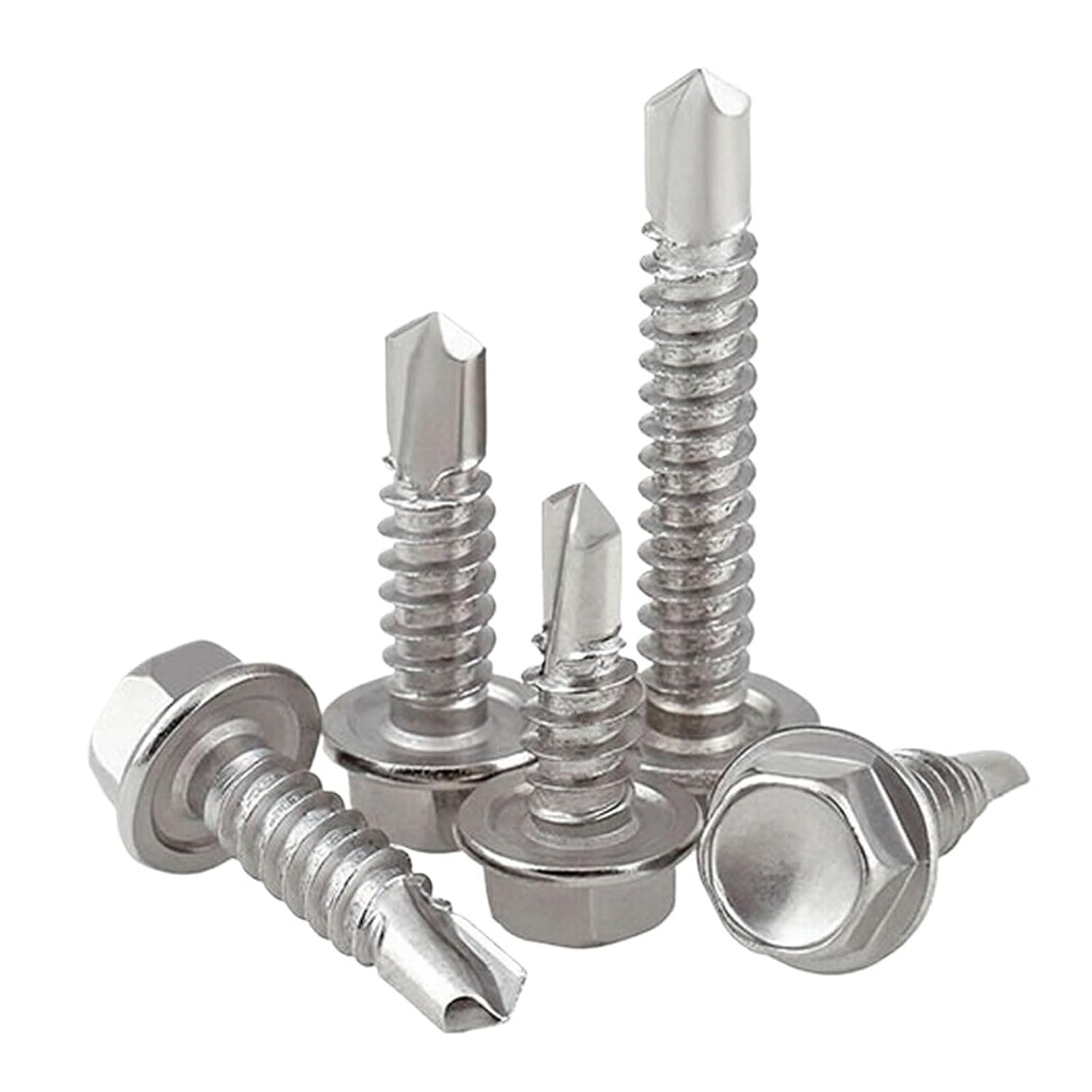 Viti for Tetti Autoperforanti, Set Combinato di Viti Autofilettanti Autoperforanti con Testa a Rondella in Acciaio Inossidabile da 10 Pezzi da 4,2 Mm a 6,3 Mm(M6.3 x 50)