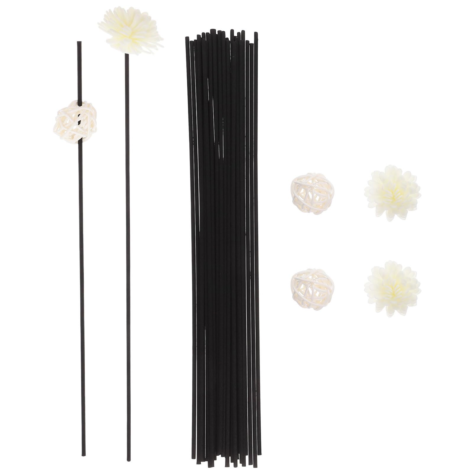 Bâtonnets Diffuseurs 1 Set en Fibre et Rotin Noirs