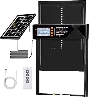 Automatic Chicken Coop Door Solar Powered, Extra Large Auto Chicken Door Mix 4 Modes with Timer & Light Sensor,