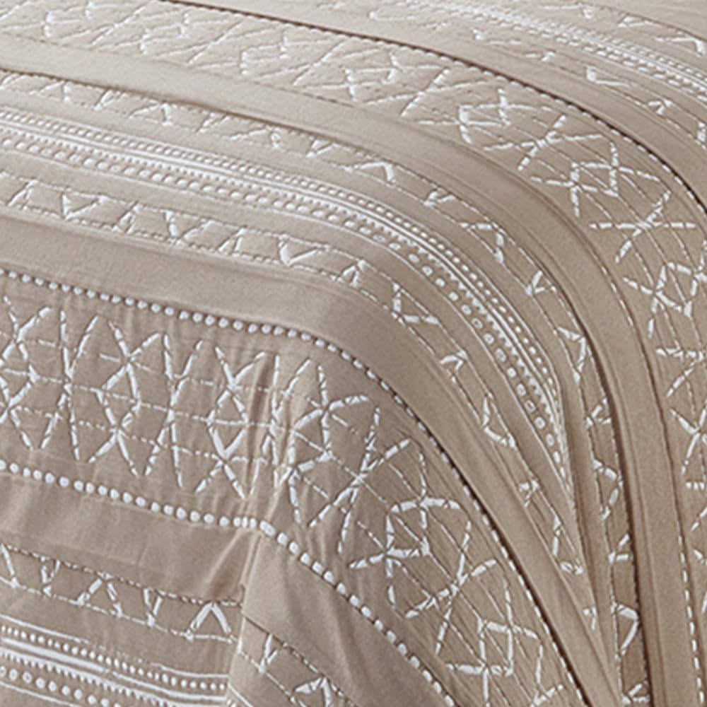 COTTON ARTean Colcha bouti Cama 200 Primavera - Verano ARLABAN Beige - Reversible poliéster - Jacquard Extra Suave