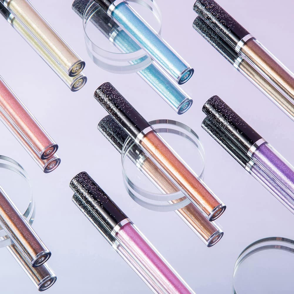 LICHENGTAI Flüssig-Lidschatten Set, 12 Farben Metallic Glitzer - Hochpigmentiert, Wasserfest & Schnell Trocknend