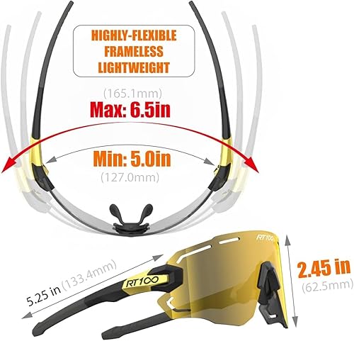 Miniatura 9 de RIDE YOUR WAY Gafas de sol profesionales sin marco para ciclismo para hombres y mujeres