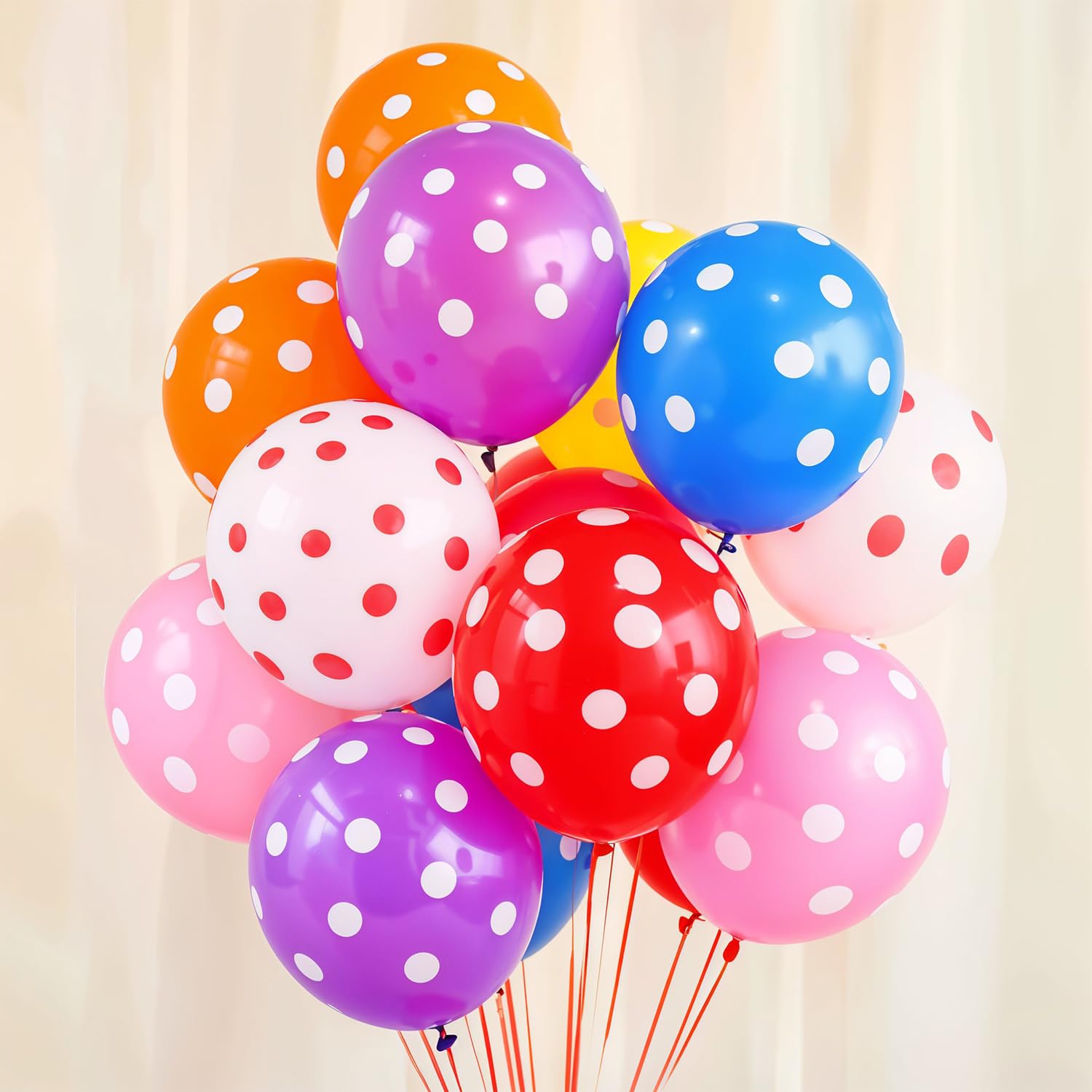 Party Propz Multicolor Polka Dot Balloons For Decoration – Set of 20 Pcs Multicolor Balloons For Birthday | Polka Dot Balloon | Multicolour Balloon For Decoration (Latex)