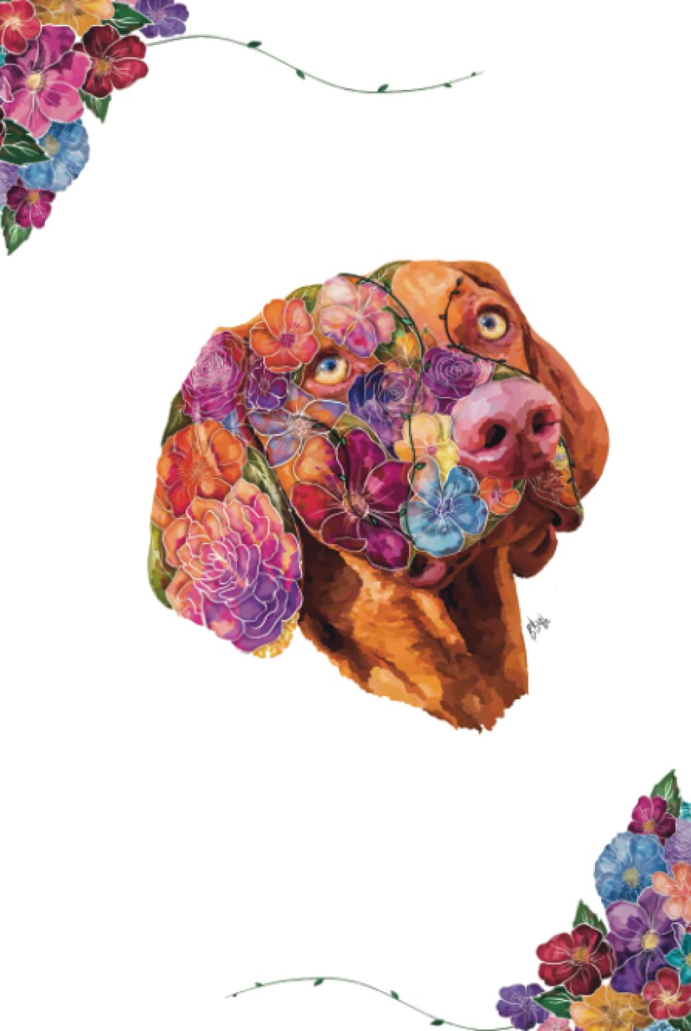 Floral Design Vizsla Notebook, Vizsla Notebook/Journal, Ideal Vizsla Gift for Vizsla Owners: Vizsla Dog Journal with Flowers, 120 Pages, Lined