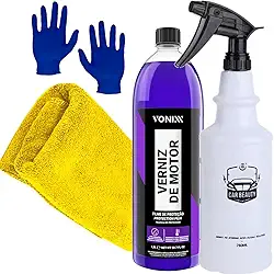 Kit Verniz de Motor Vonixx e Pulverizador 750ml Resistente a Químicos Toalha e Luva