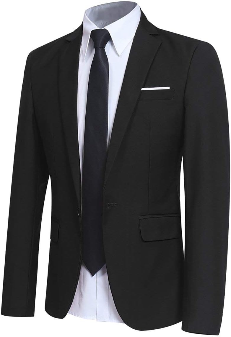 Men' Slim Fit Casual Blazer One Button Lightweight Suit Jacket Business Party Sport Coat