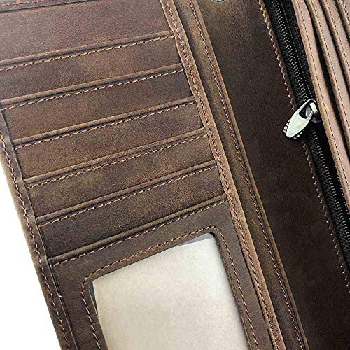 Men's Biker Crazy Horse Leather Long Chain Wallet Multi-card Coin Wallet Purse3