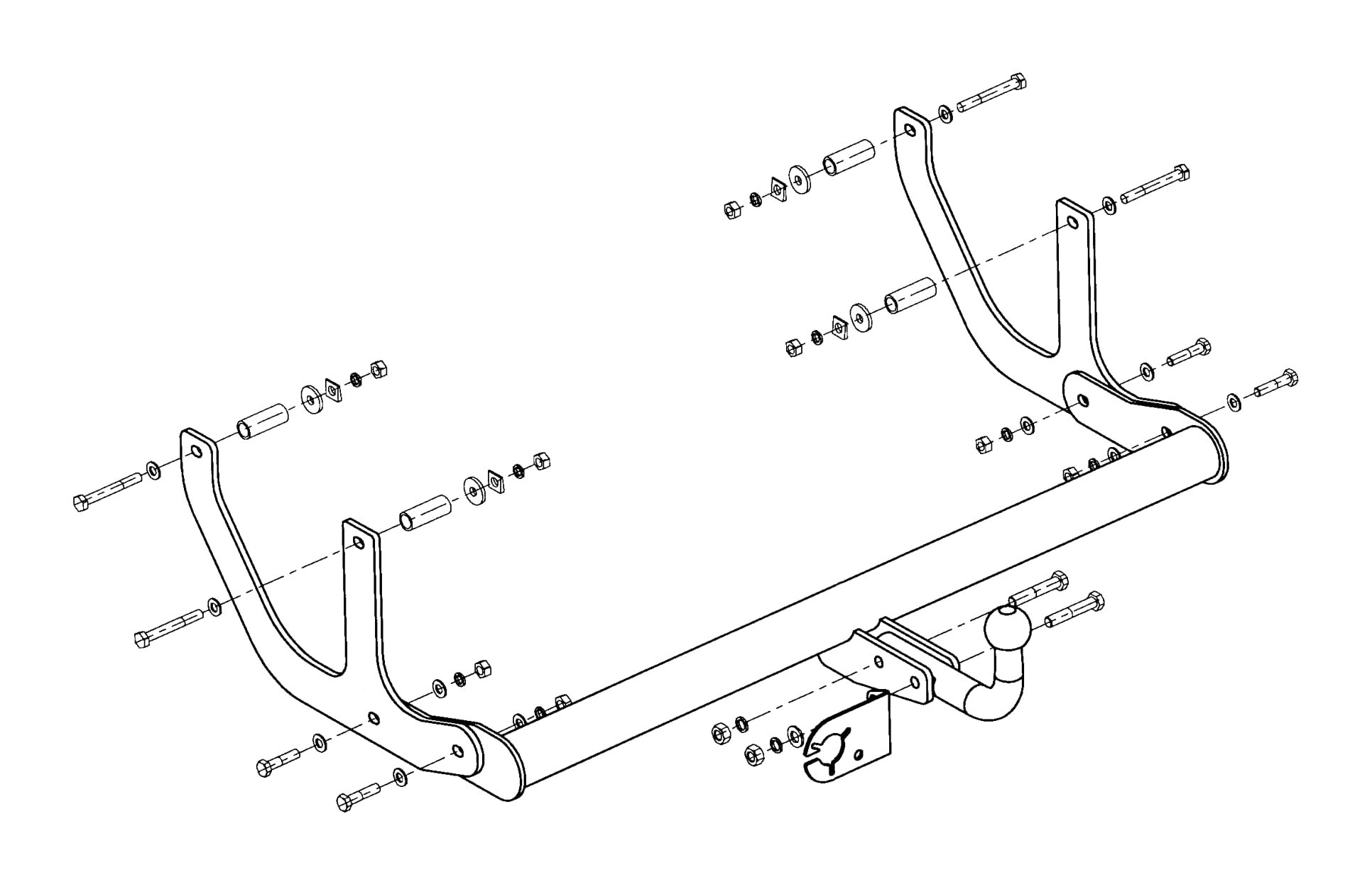Hook starre AHK Anhängerkupplung kompatibel mit Dacia Logan II MCV 07.2013-2020 + universell Elektrosatz 7-polig