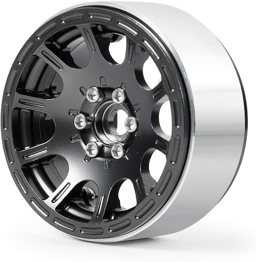 4Pcs 2.2‘’ Alloy Beadlock Wheel Rims for 1/10 RC Wraith SCX10 TRX-4 D90 Crawler Car (Titanium)