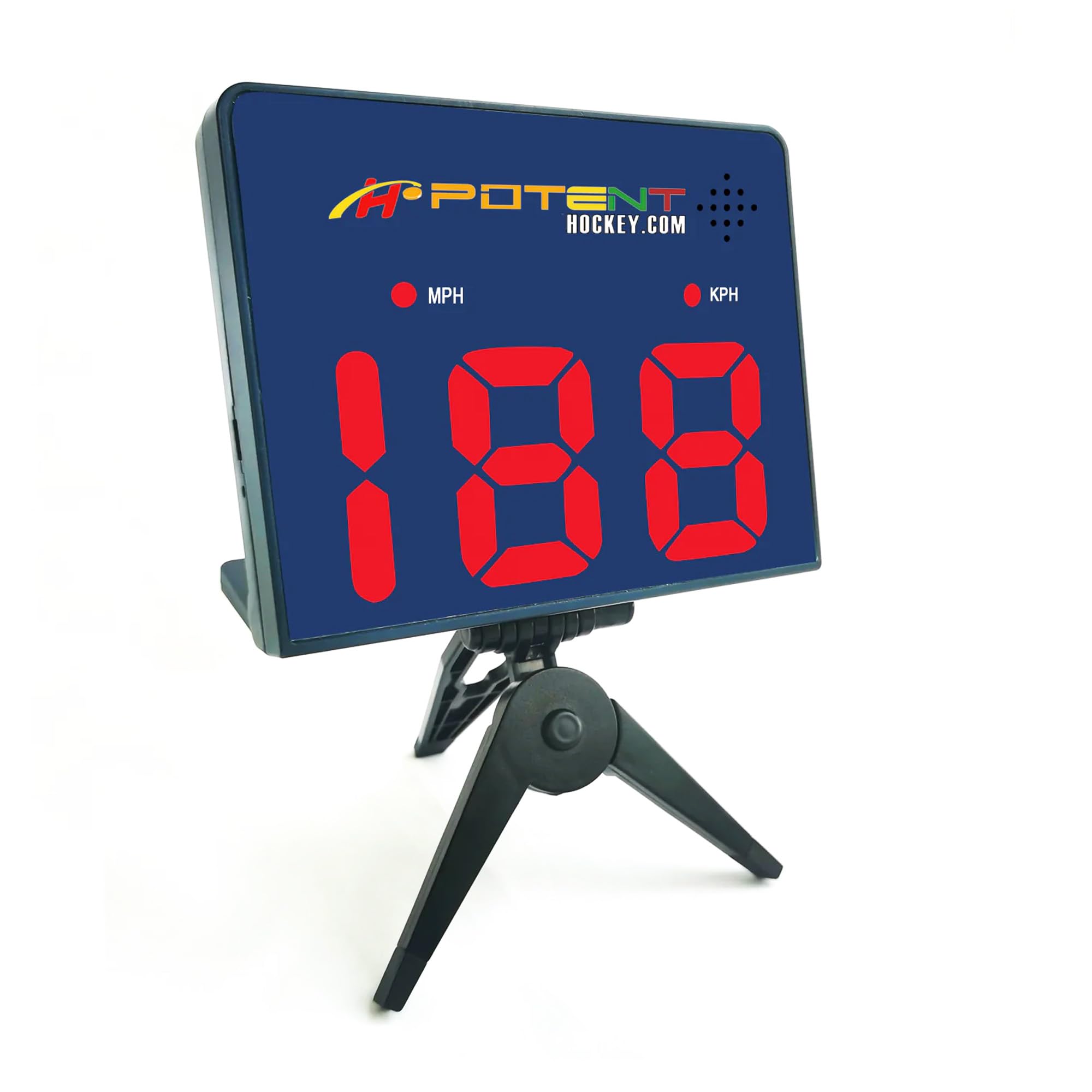 Potent Hockey, Fußball & Racket Ball Speed Radar Gun – Präzises Geschwindigkeitsmessgerät – Tragbar & wiederaufladbar – Für Android & iOS – Ideal für Eishockey, Fußball & Racket Ball