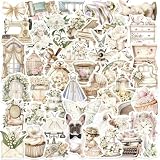 50pcs Retro Vintage Aesthetic Stickers for Water Bottle, Cute White Vsco Waterproof Vinyl Decal for Teen Girl Women Phone Computer Notebook Laptop Travel Case Guitar Helmet Scrapbook