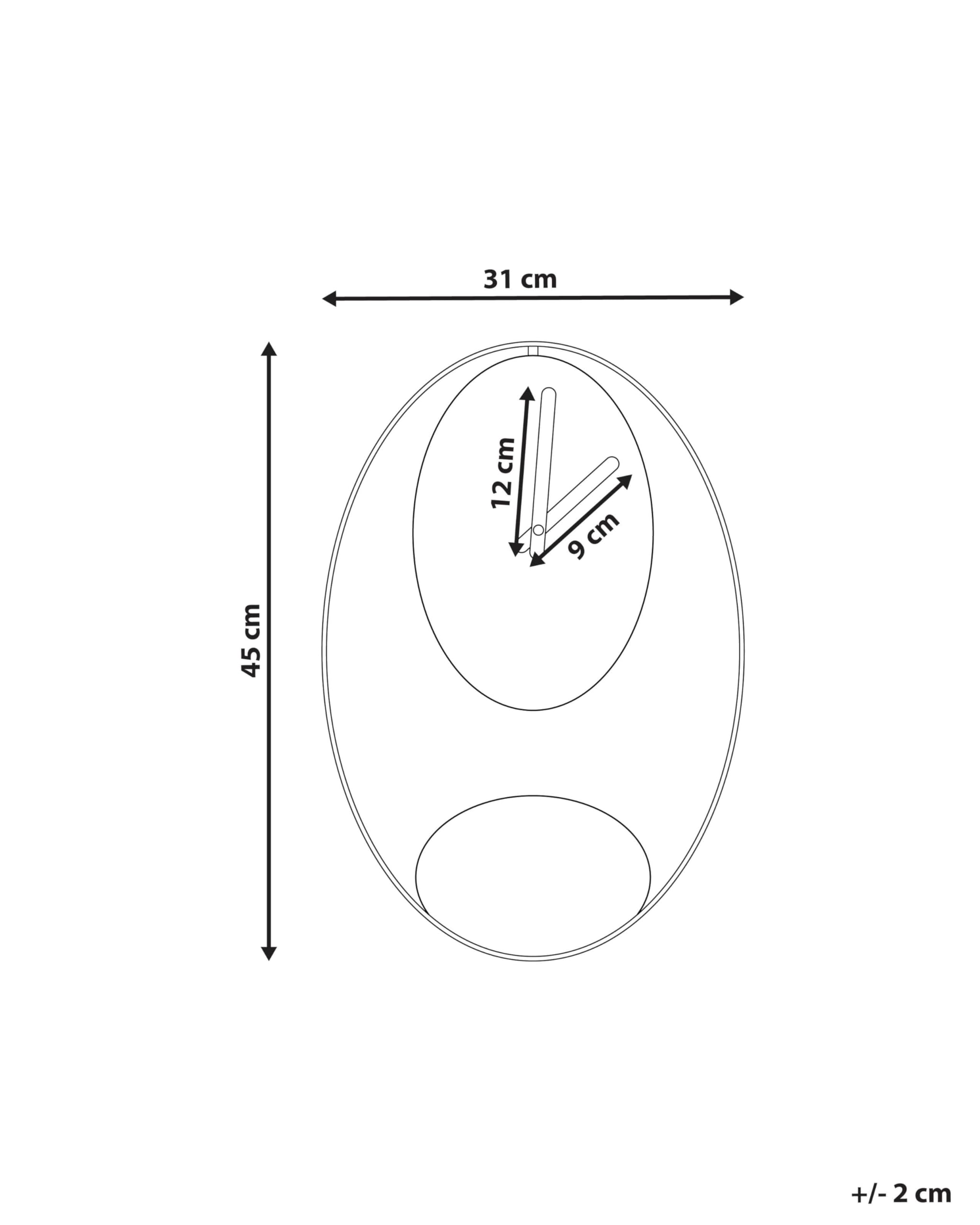 Beliani Wanduhr mit Pendel schwarz/Gold batteriebetrieben oval ohne Zahlen Manigod