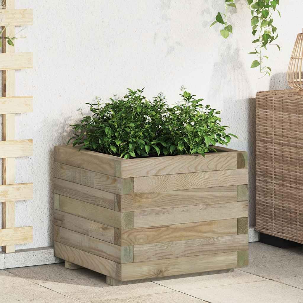 vidaXL Arriate Cuadrado Macetero Maceta Grande de Flores Madera de Pino Impregnada 50x50x40 cm
