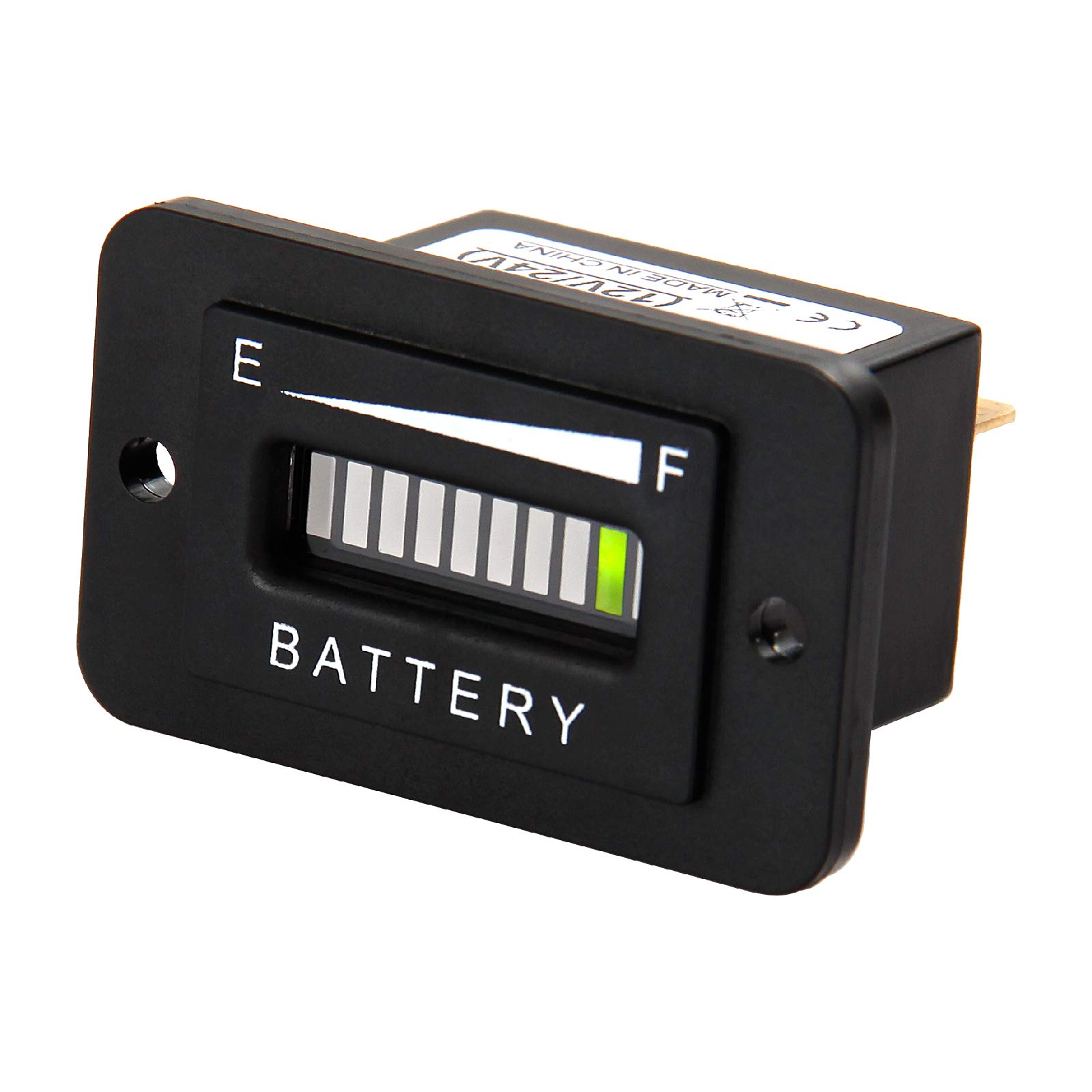 Jayron Large LED Display Lead Acid Battery Indicator Suit for DC Powered Equipment Such as Fork Lifts,Golf Cart,Floor Care Equipment (12/24V)