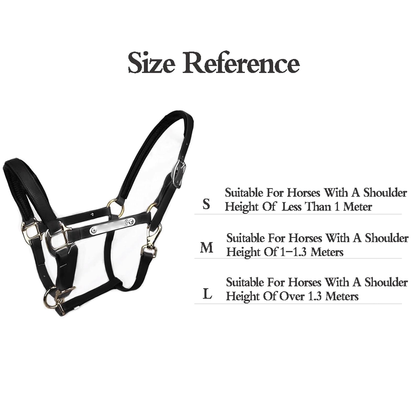 Briglia per Cavallo, Briglia per Cavallo Comfort in Pelle di Ibisco Briglia Equestre Misura Regolabile (Color : Schwarz, Size : M)