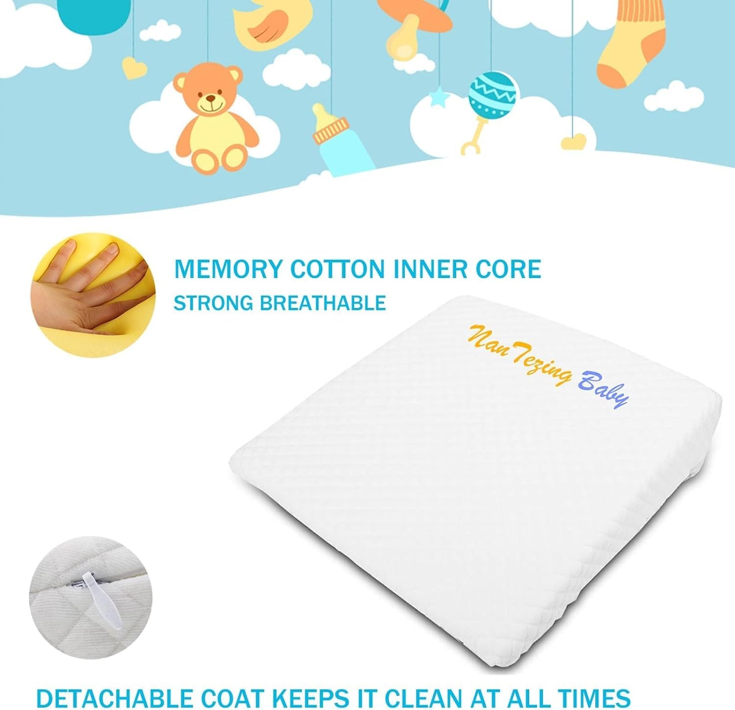 NAN TEZINGBABY Pregnancy Wedge Pillow,13.3 x 12.5 x 2.7 inches with Removeable Cover