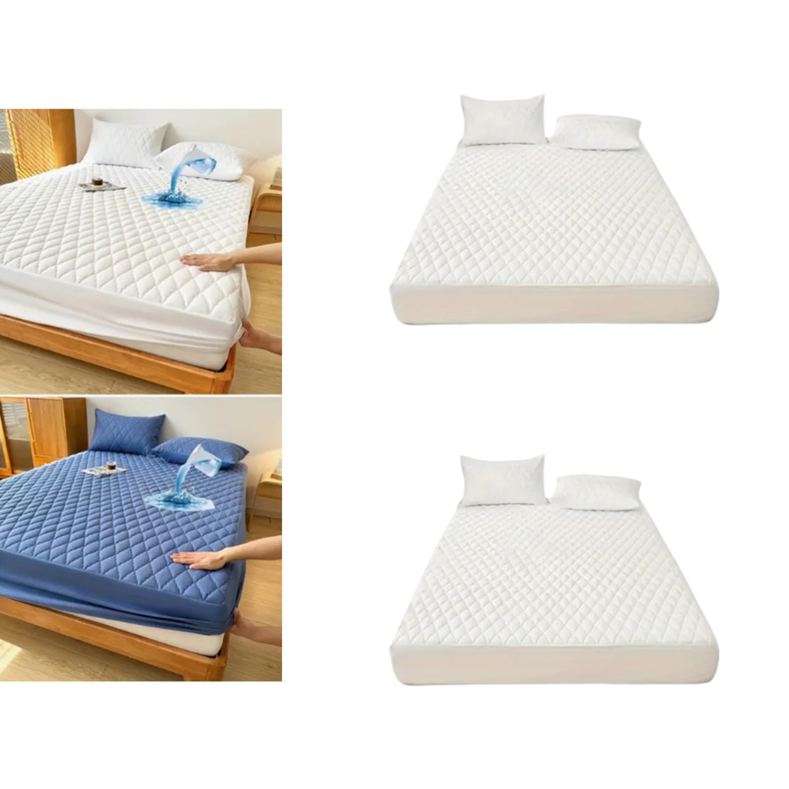 Coprimaterasso con design trapuntato profondamente aderente, per un comfort e impermeabilizzazione, impermeabile