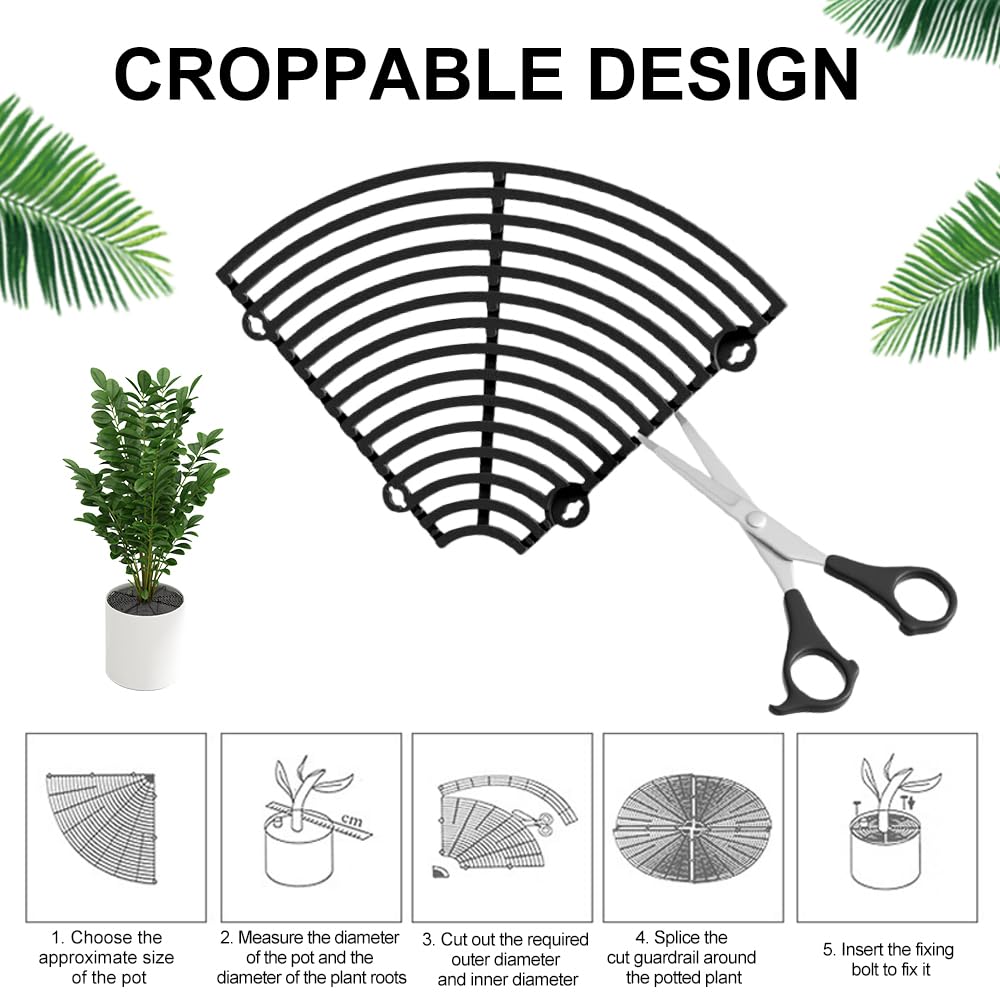 2 Pcs Grille Protection Plante Noir - Protège Pot de Fleur Chat, Cache Pot, Protections de Sol, Pour Animaux - Plastique 30 cm
