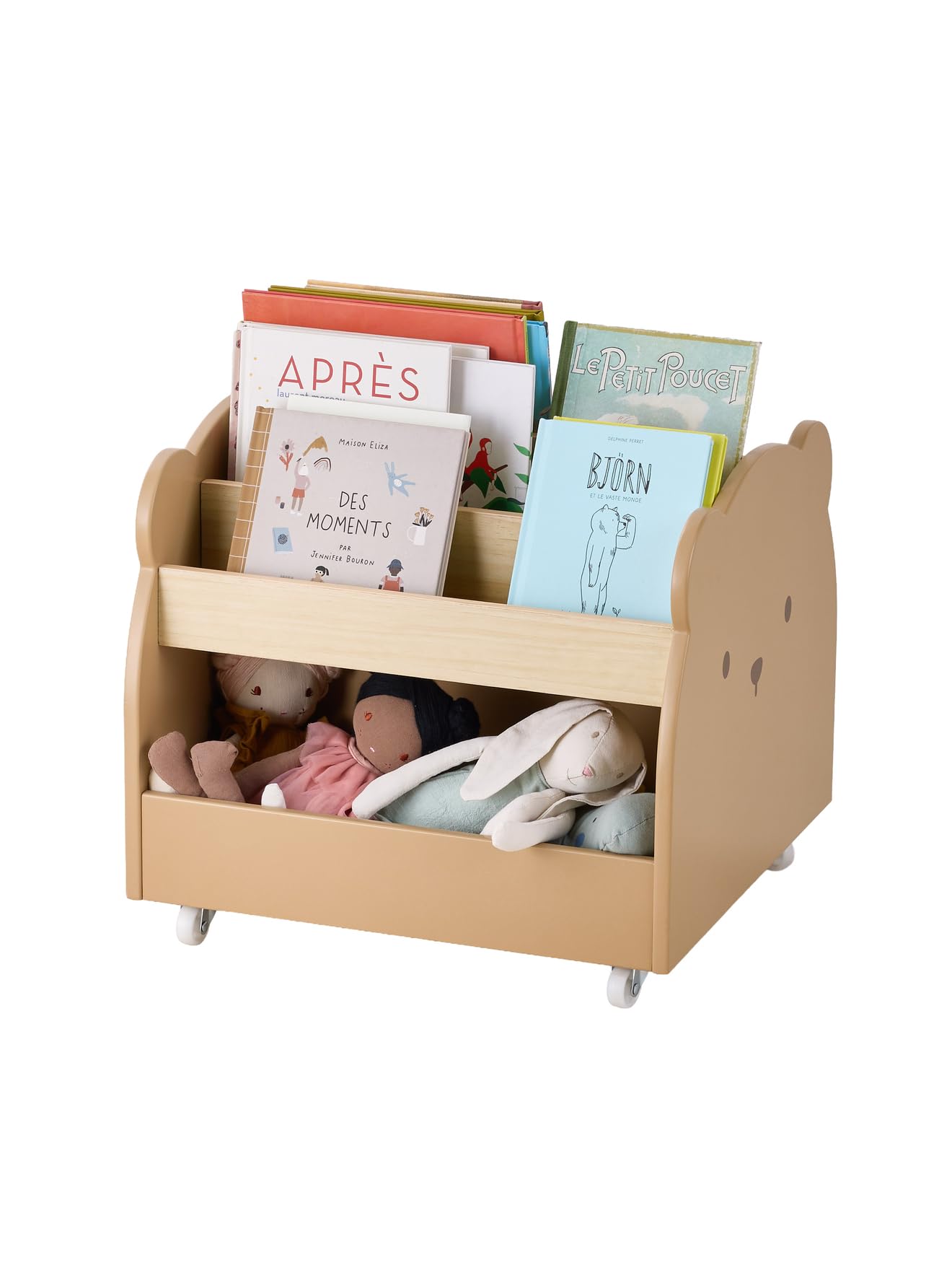 VERTBAUDET Bibliothèque enfant à roulettes OURSON moka TU