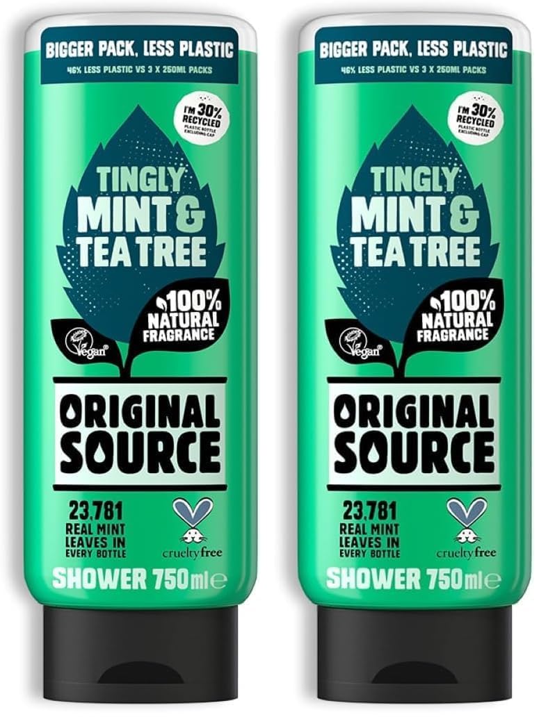 Original Source Minze Duschgel 750 ml – Erfrischendes, belebendes Duschgel mit intensivem Minzduft, veganer Formel und natürlicher Pfefferminze für langanhaltende Frische und revitalisierende Pflege