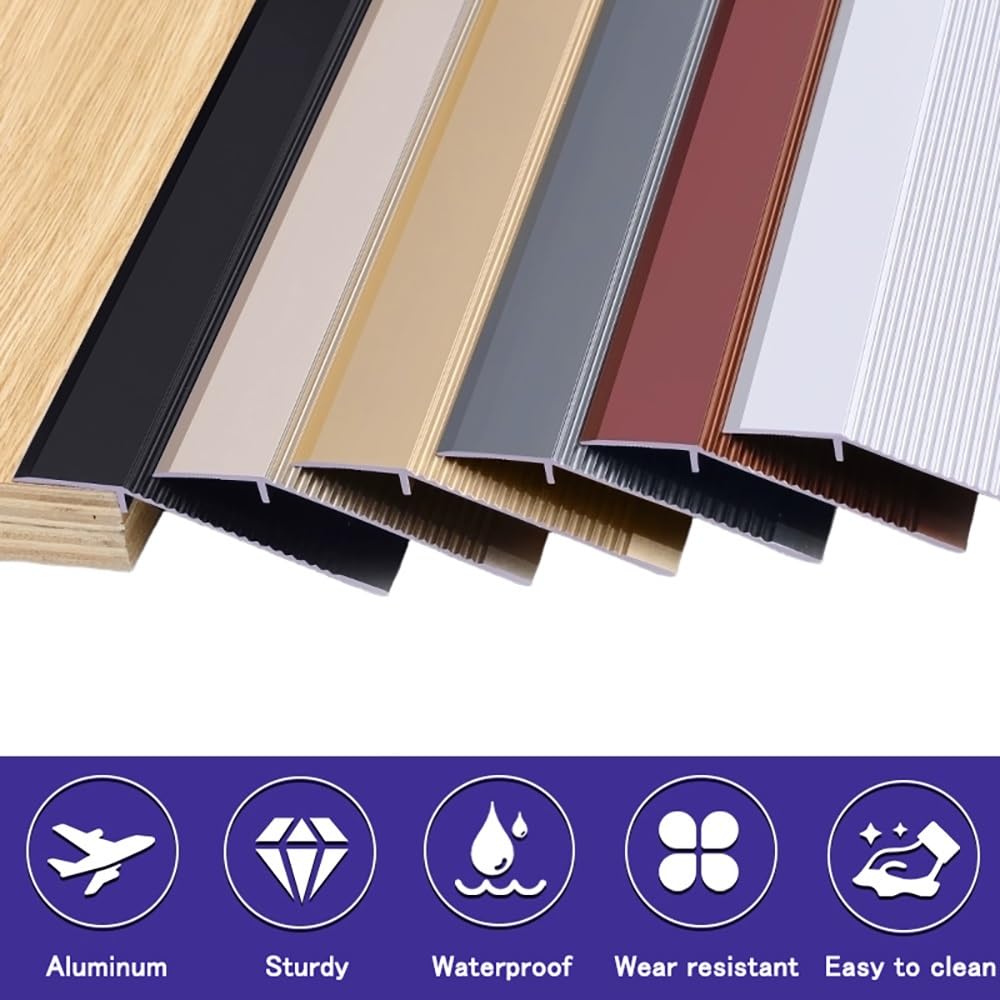 Metalowa listwa przejściowa do podłogi 90 cm - 48 cali do drewna, aluminiowa rampa do różnicy wysokości 1-4,5 cm, długość 100 cm