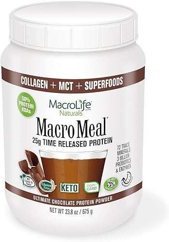MacroLife Naturals MacroMeal Omni - Suplemento de superalimento de chocolate en polvo con proteína + verduras, probióticos, enzimas digestivas,