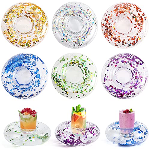 Futureplusx Inflatable Drink Holder, 12Pcs Circle Floats Inflatable Cup Coasters For Kids Inflatable Floating Coasters For Pool Party Summer Fun Bath Toys Shower #TOP18