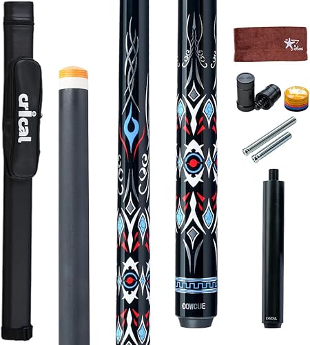Vista 26 de CRICAL Taco de billar de fibra de carbono serie COWCUE de baja desviación para billar, palo de billar profesional de 58 pulgadas para adultos, punta