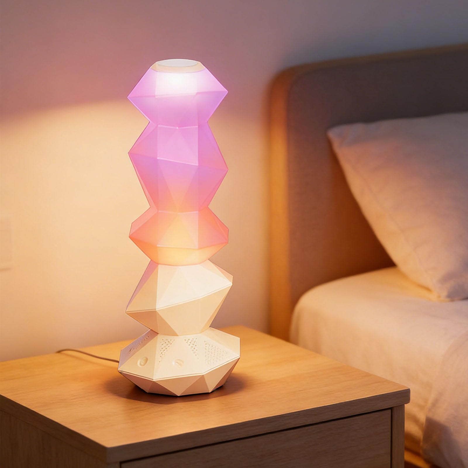 Hyuduo Luce Notturna Musicale con Controllo Bacchetta Cambio Colore RGB, Luce Ambientale da Scrivania Sincronizzazione Musicale modalità Rotante per Arredamento Camera da Letto (WHITE)