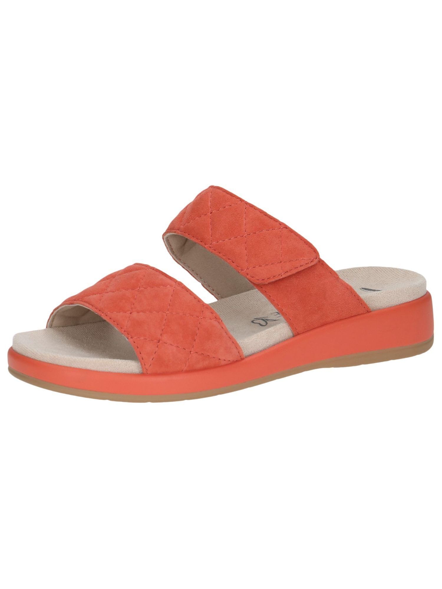 CAPRICE Women's Leather Mules with Velcro, Orange (Orange Suede), 7.5 UK
