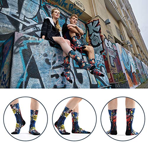 Novelty Funny Cartoon Socks For Men, Meikan Crazy Digital Printing Colorful Graphic Pattern Socks 4 Pairs, Color 7,One Size #TOP5