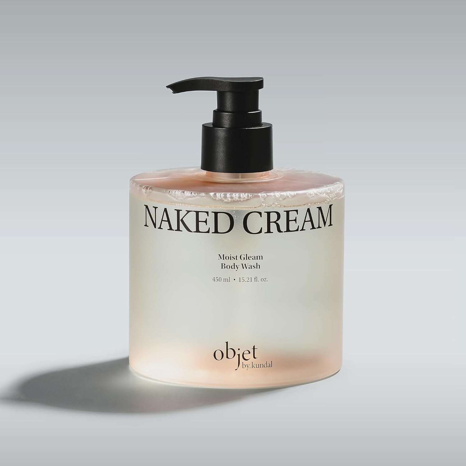 KUNDAL objet Moist Gleam Body Wash - Hydrating Glow Cleanser, Resveratrol C&E + LHA PHA Gentle Exfoliation, Rich Creamy Lather, Long Lasting Moisture, 450ml, Korean Beauty (Naked Cream)