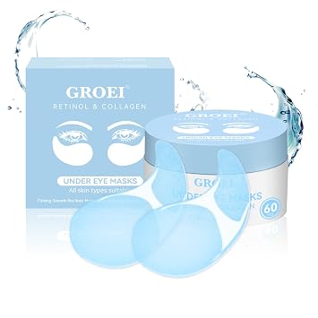 60Pcs Eye Patches for Puffy Eyes Retinol Collagen Hydrogel Under Eye Patches - Dark Circles, Fine Lines Hydrating, Firming, Brightening Skincare for All Skin Types