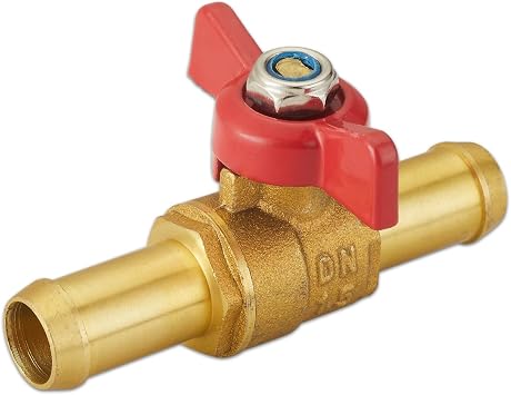 1" Barb PEX Valve, 1 inch OD Brass Ball Valve with Butterfly Handle, 90 Degree Turn, Full Port, 1pc