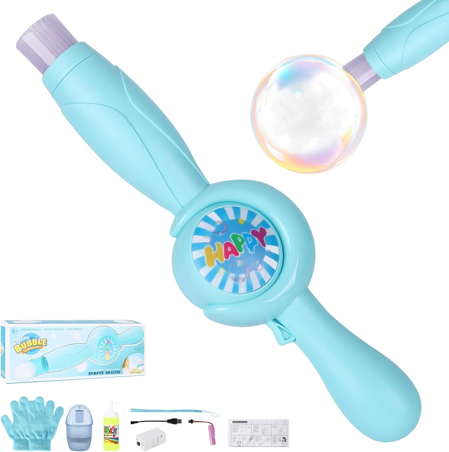 Fog Bubble Machine, Rechargeable Automatic Electric Smoke Bubble Machine, Magic Smoke Bubble Maker, Colorful Lights & Music, Bubble Fog Game for Parties, Beaches, Summer (Blue)