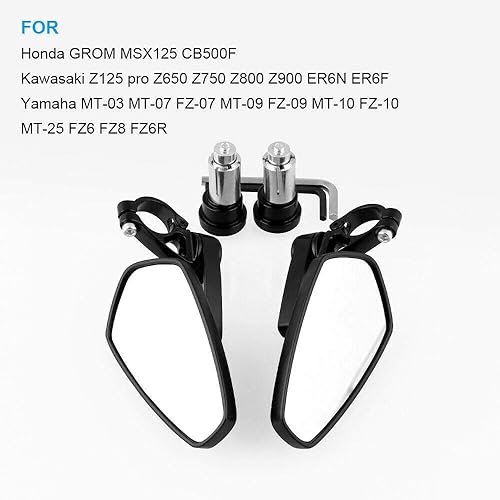 Miniatura 4 de Motocicleta 7/8 '' manillar extremo ovalado lateral retrovisor espejos para Kawasaki Z125 pro Z650 Z750 Z800 Z900 Z1000 ER6N ER6F para Suzuki
