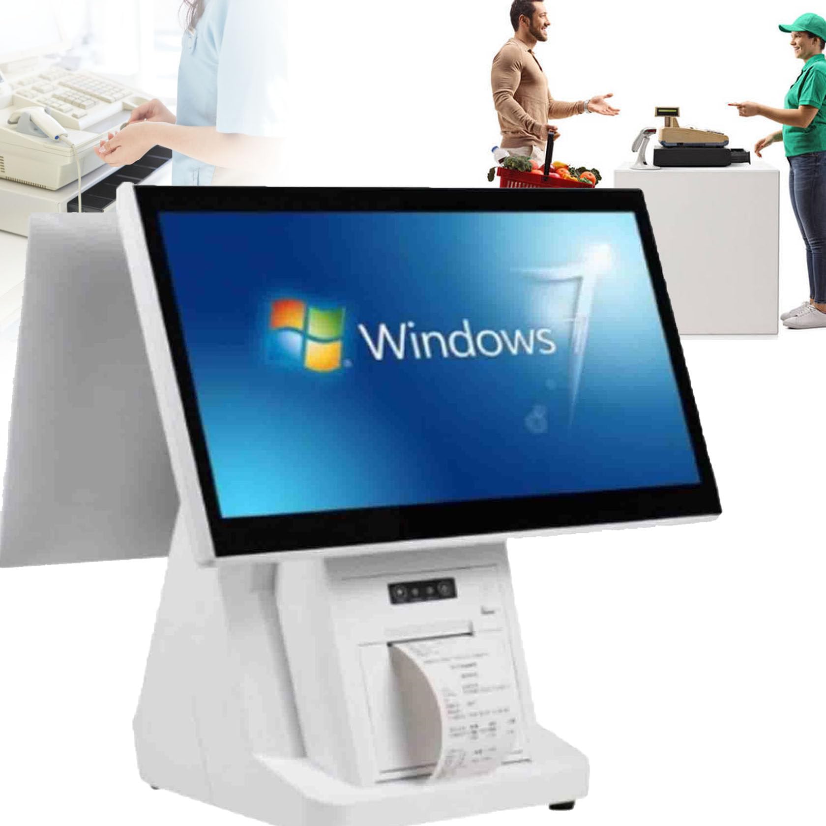 Sistema POS touch screen, sistema operativo Windows, 8 GB di RAM, SSD da 128 GB per operazioni di vendita al dettaglio e ristorante