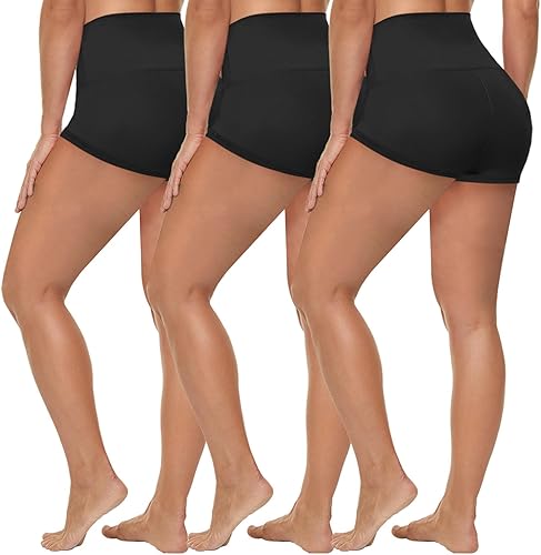 HLTPRO Pantalones cortos de cintura alta para mujer 8 pulgadas con control de barriga para correr, entrenamiento, ciclismo, yoga