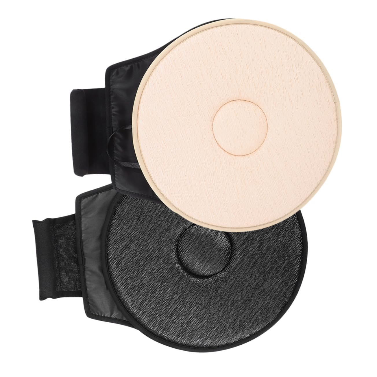 Mobestech Coussins de Siège Pivotants Installation Rapide Lot de 2 pour Voiture 360° en Tissu Noir et Beige, Confortables pour Femmes Enceintes