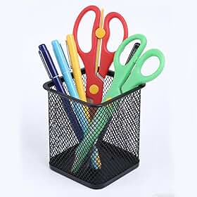 Copos de lápis para mesa, suporte de marcador, armazenamento de pincéis de maquiagem, porta-copos de malha de arame para organizador de mesa para material de escritório, decoração de mesa, preto