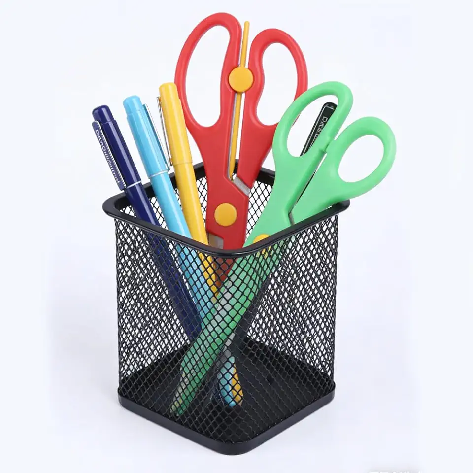 Copos de lápis para mesa, suporte de marcador, armazenamento de pincéis de maquiagem, porta-copos de malha de arame para organizador de mesa para material de escritório, decoração de mesa, preto