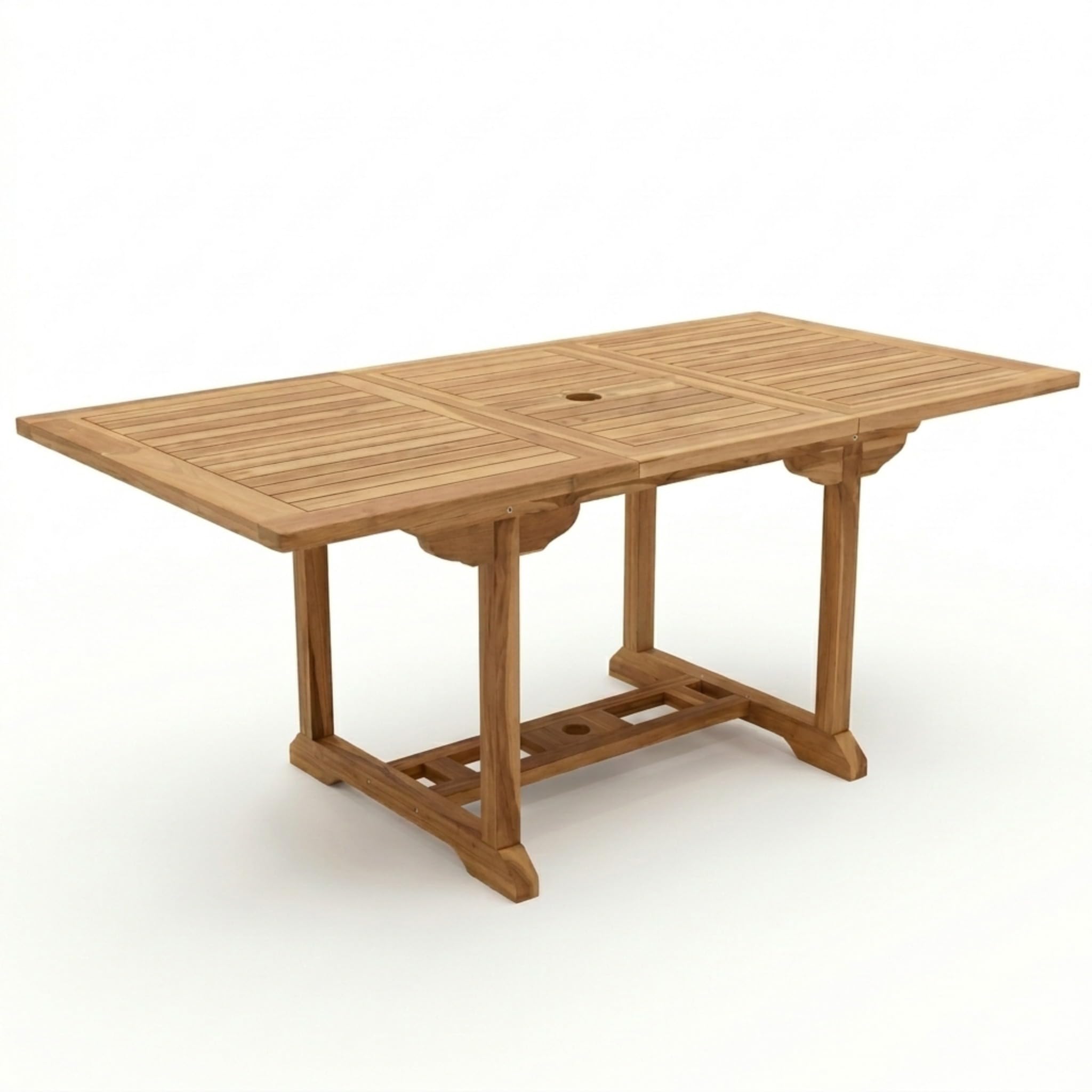 SAM Premium Gartentisch ausziehbar Madera, Garten Tisch aus Teakholz 120-170 x 120 cm, wetterfester Terrassentisch mit Schirmloch, rechteckiger Holztisch für Garten Terrasse, massiver Holz Esstisch