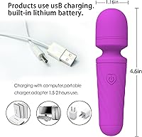 Vista 4 de Mini masajeador de mano con 10 modos de vibración silenciosos, masajeador personal inalámbrico para cuello, hombro, espalda y cuerpo (morado)