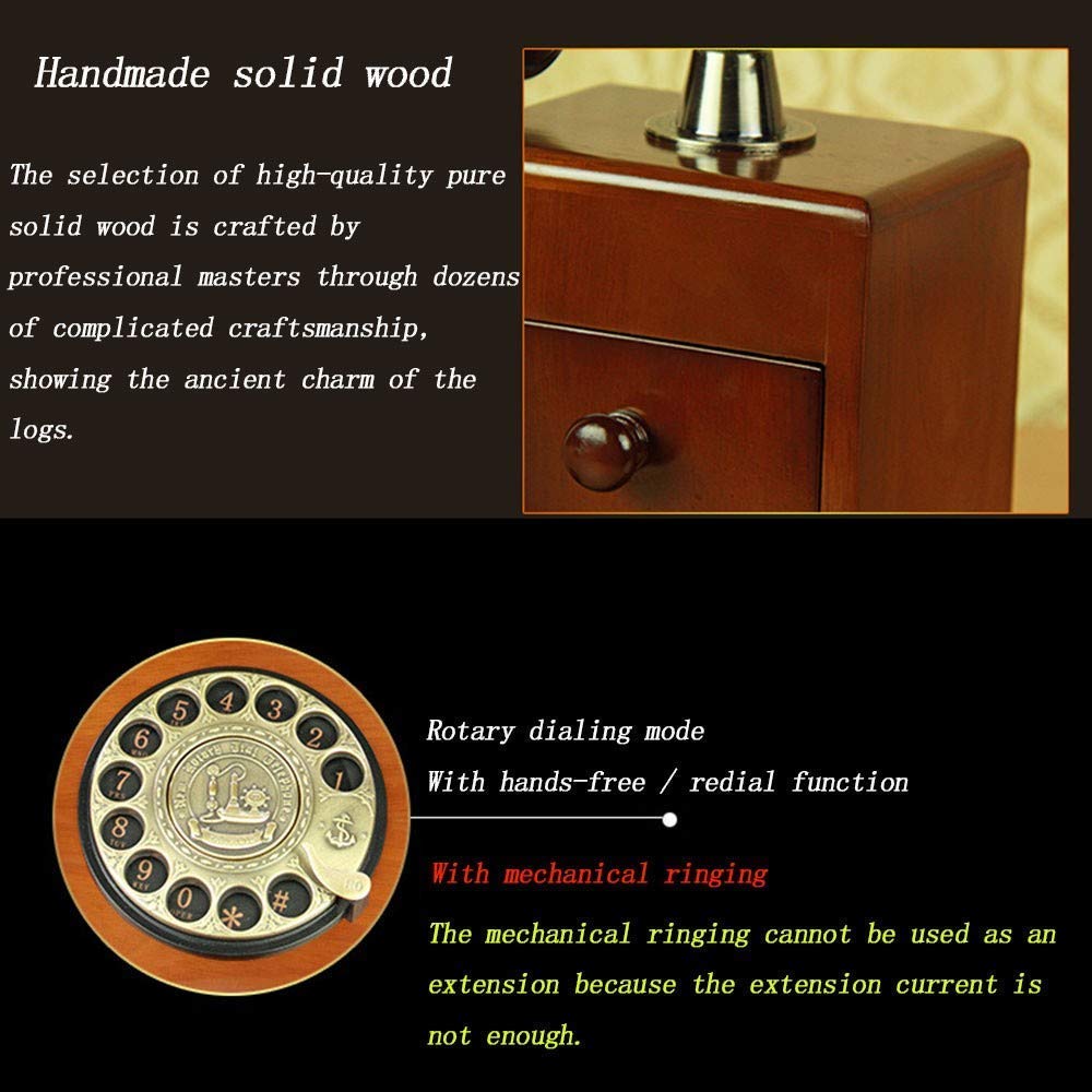 Telefon stacjonarny retro z obrotowym wybieraniem, antyczny telefon, klasyczny metalowy zegar, przewodowy telefon retro z funkcją głośnomówiącą i ponownego wybierania, zabytkowy telefon dekoracyjny,