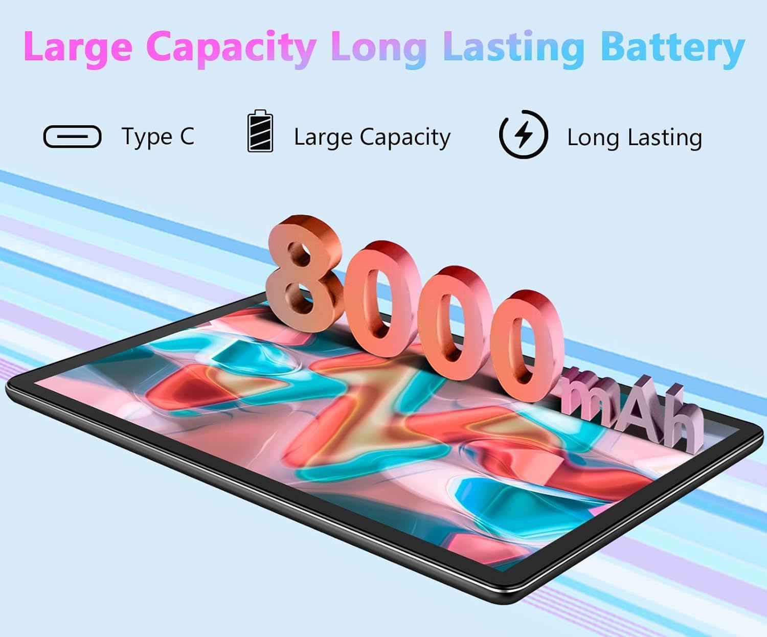 GOODTEL 2024 Newest Tablet 10 Pollici 14GB RAM+128GB ROM (1TB TF),Android 13 Tablets,5G + 2.4G WiFi,Bluetooth 5.0,GPS,Batteria 8000mAh,GMS,8MP+5MP,Tablet PC con Custodia,Tastiera e Mouse,Nero