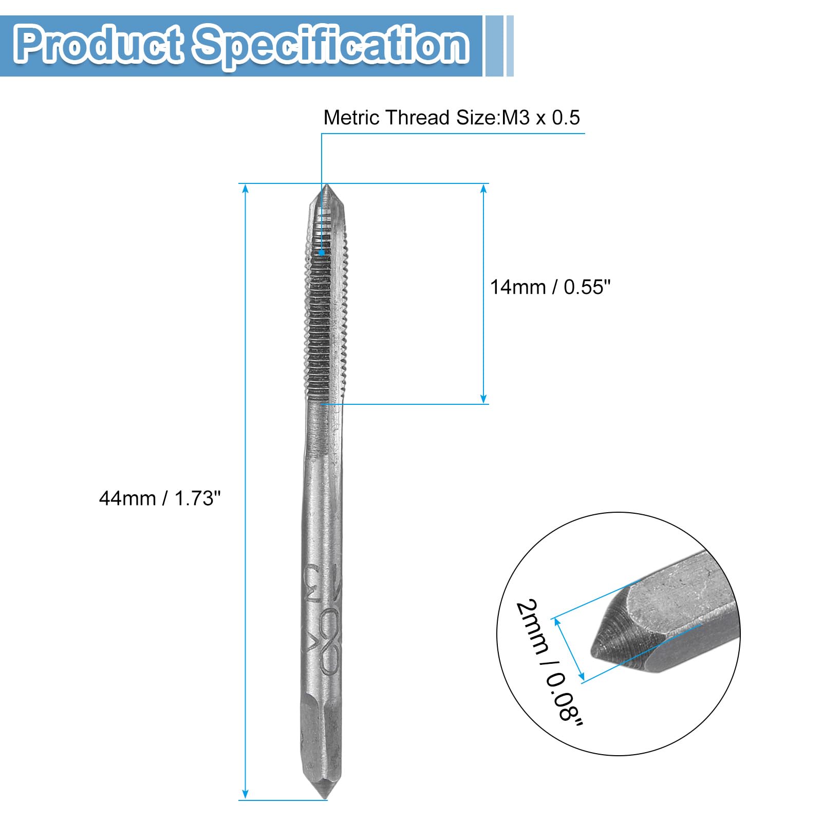 QUARKZMAN 10 Set Metric Hand Taps, M3 x 0.5 H2 Thread Taper + Bottom Tap, 9CrSi Alloy Tool Steel Screw Threading Milling Tapping Tool Kit