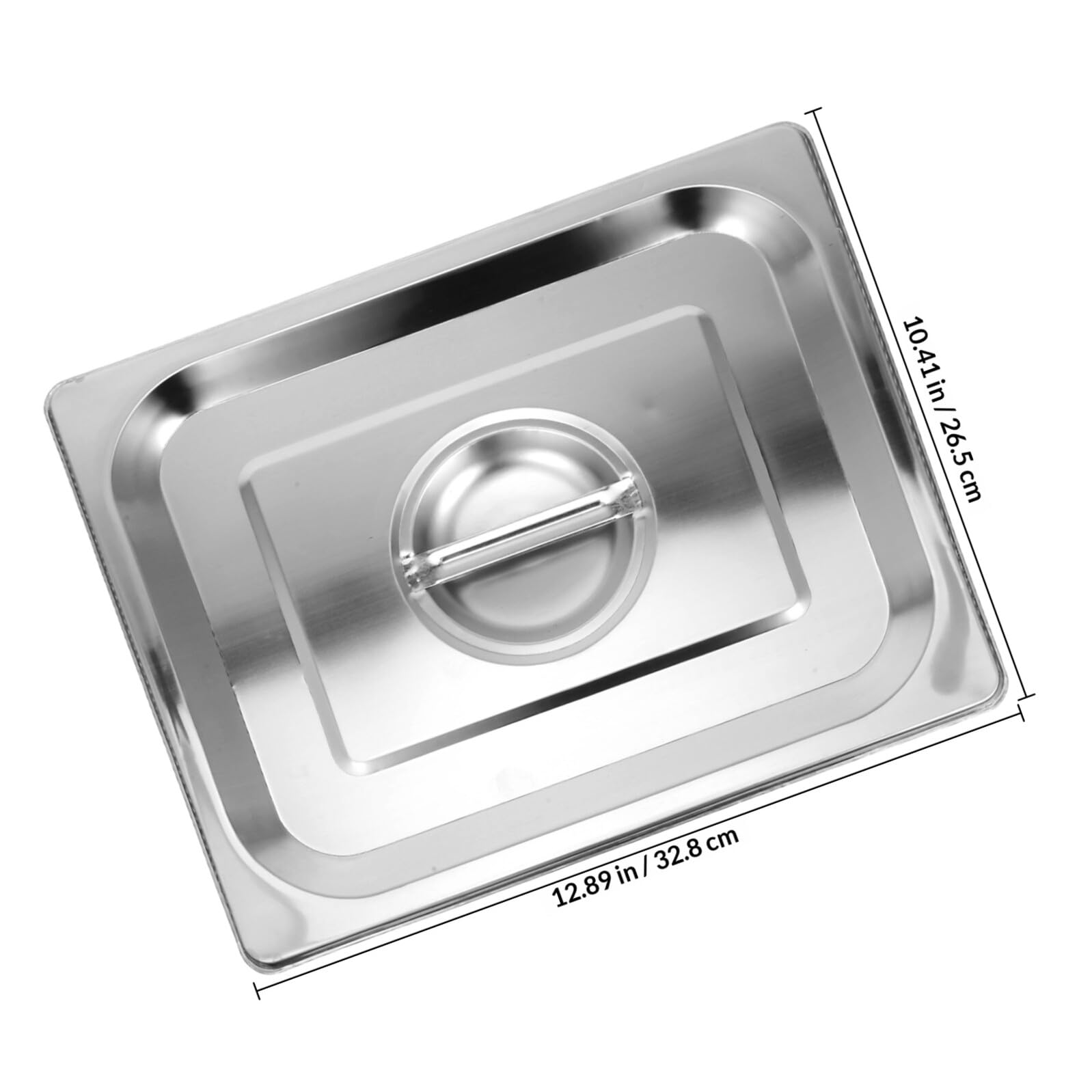 Couvercle de Bac Gastro INOX 1/2 en Acier Inoxydable avec Poignée, Couvercle Rectangulaire Robuste pour Casserole Vapeur, Adapté Buffet, Restauration et Transport Alimentaire
