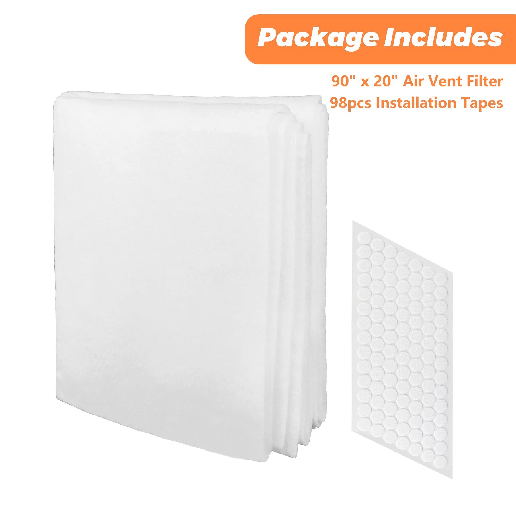 GCGOODS Kit completo de filtro de ventilación de aire, medios electrostáticos de 90 pulgadas x 20 pulgadas con cinta de instalación (36 filtros por paquete), filtros de aire para HVAC, AC y